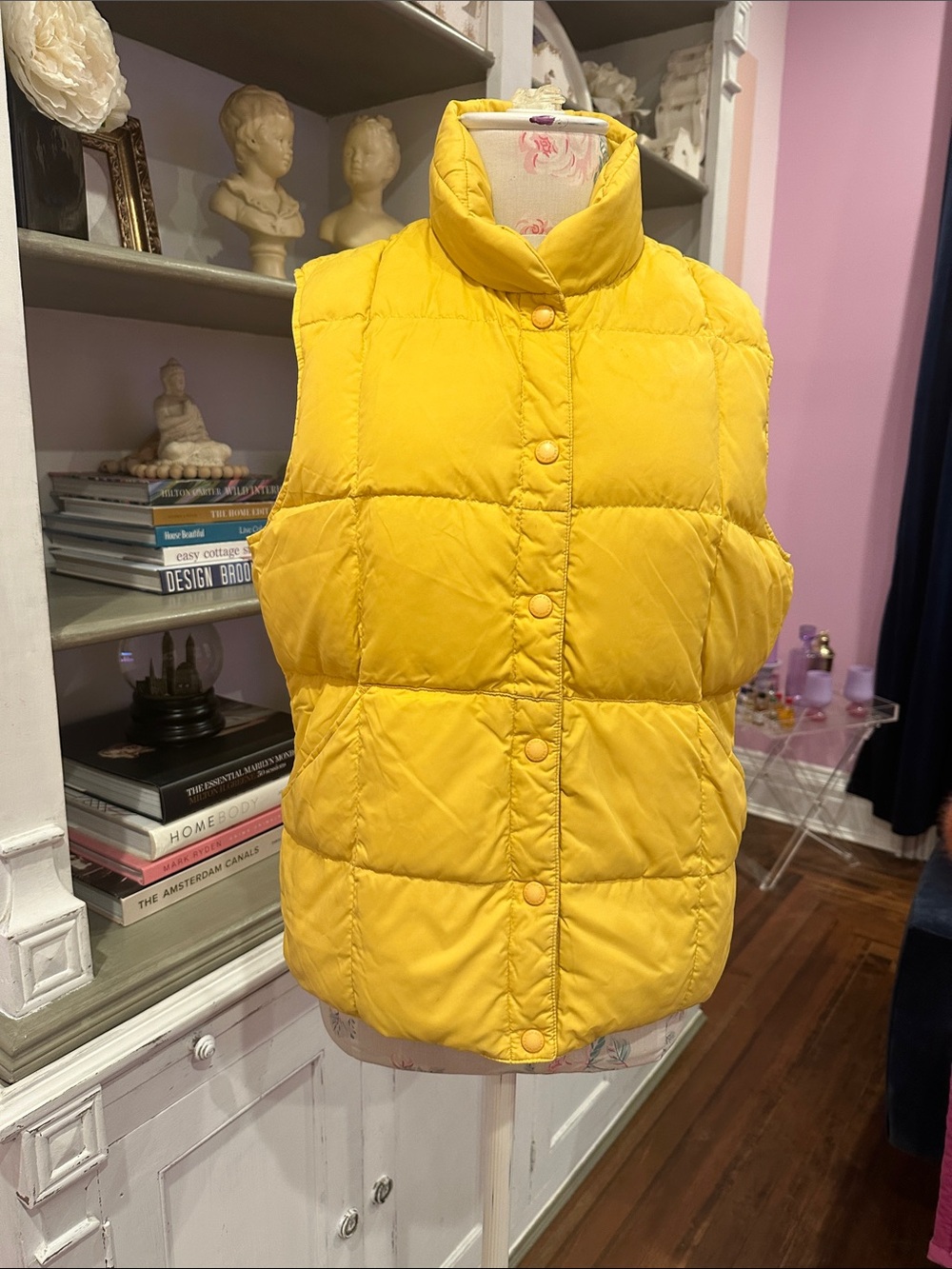 Lands' End Bright Yellow Quilted Puffer Vest